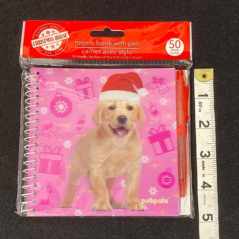 ⭐️ Christmas Golden Retriever Memo Book with Pen Notepad